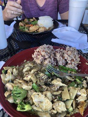 Green Curry Stir-Fry and Peanut Sauce Stir Fry - both with Chicken