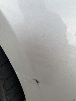 Scratched bumper