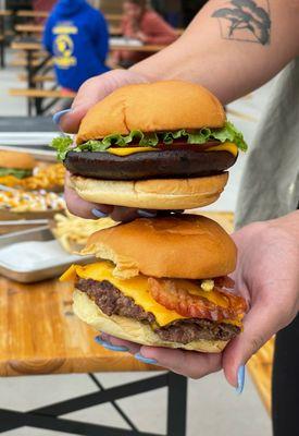 Portabello Mushroom Burger & the Colorado Double Cheeseburger