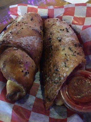 Pepperoni roll - just one cut in half.  It's huge!!!