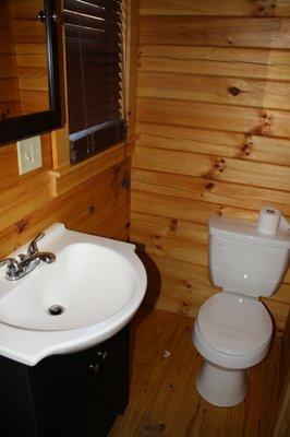 Cabin Bathroom, brand new!! Smells like cedar!