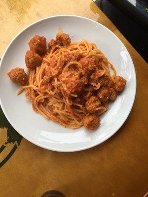 Wonderful traditional spaghetti with veal meatballs