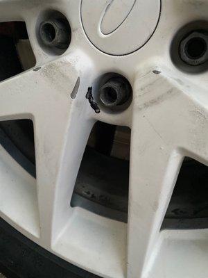 Damage to paint from installing wheel.