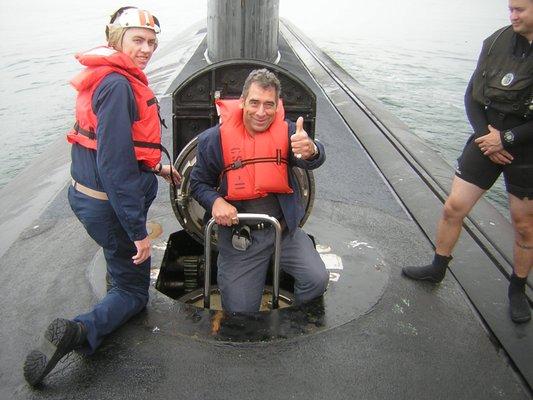 Climbing into the USS Helena during the development of the  Gym To Go iphone app