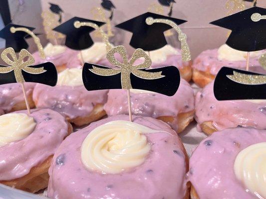 Blueberry Frosted Boston Cream center (graduation flags added by me)