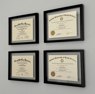 Florida Gulf Coast University undergraduate degrees and Acupuncture certifications.