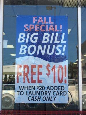 FALL SPECIAL: Big Bill Bonus!