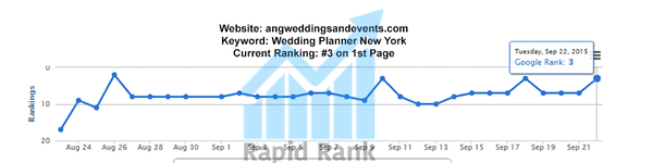 Check out these amazing results! This Wedding Planning company hit the first page of google extremely fast using our SEO services!