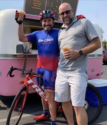 Edmund M and Bobby V enjoying some yummy iced coffees from Old Pueblo!