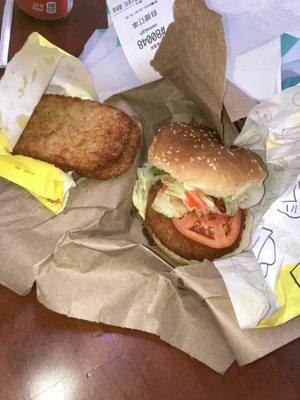 Golden Crab Burger and Hash Brown