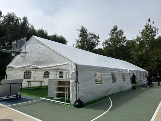 30ft by 80ft long tent with all around sidewalls