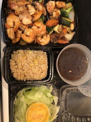 Lobster and shrimp hibachi dinner