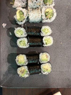 AAC Roll, Cucumber Roll, & Avocado Roll