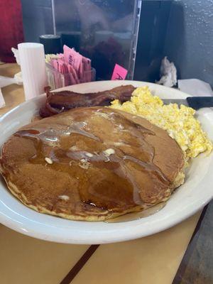 Pancake and eggs meal