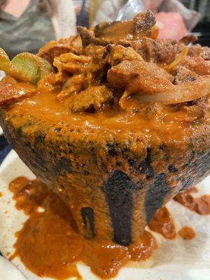 La Bomba Molcajete for 2.  Comes out bubbling and delicious!