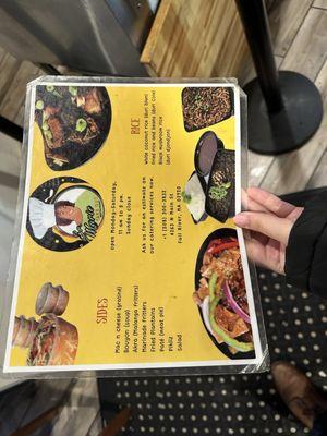 The menu's other side