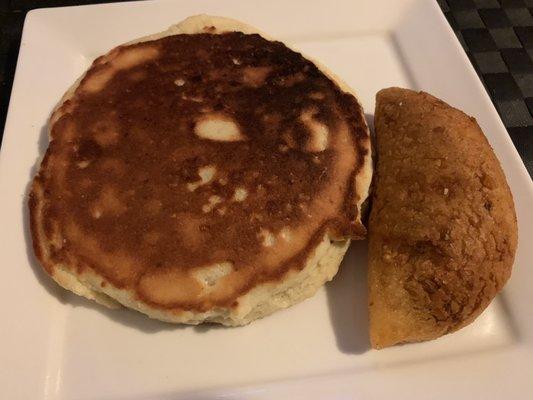 Corn cake and beef empanada