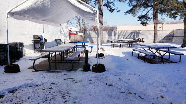 Outdoor patio just off the driver's lounge.