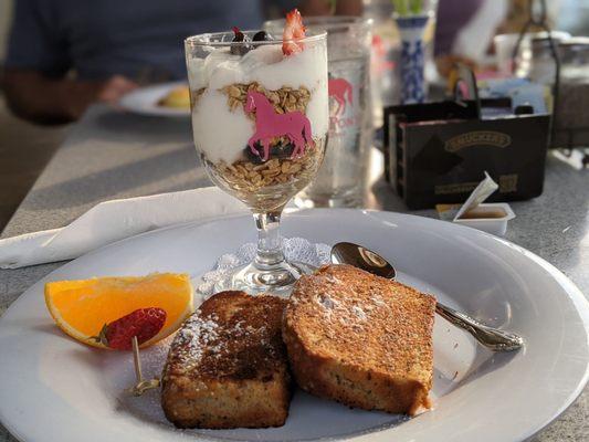 Berry parfait and banana bread