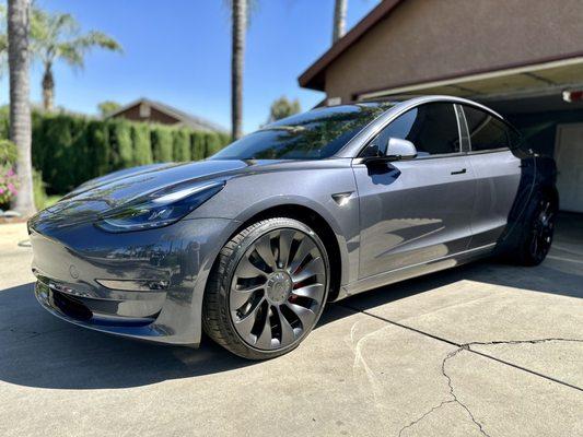 Tesla Model 3 Performance protected with a full front XPEL PPF and full body XPEL ceramic coating.