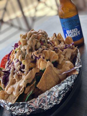 Seafood nachos ($16) - must get! Bud light $3