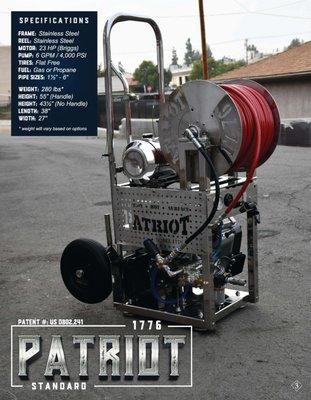 Patriot Sewer Equipment 1776 Dolly Jetter Standard