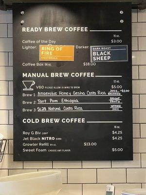 Coffee - Ready Brew options