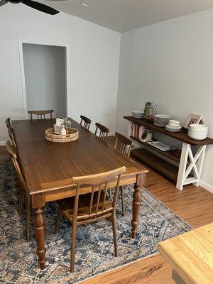 Dining room / kitchen with smooth walls