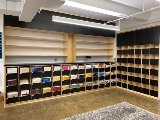 Custom storage units for music store