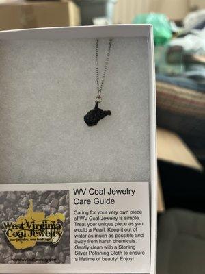 Local handmade coal jewelry.