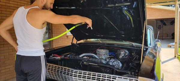 Engine bay service.