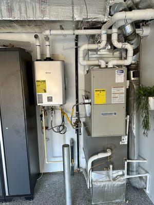 A new Rinnai tankless water heater we installed.  When it comes to efficiency and hot water on demand tankless is the only way to go!