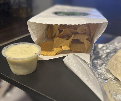 CHIPS AND LARGE QUESO