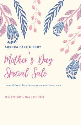 Mother's Day special 20% off