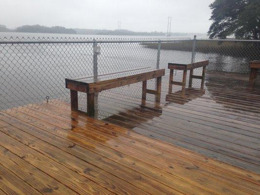 Dock cleaning before and after.