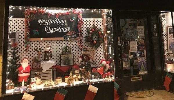 Storefront of our year-round Christmas shop.