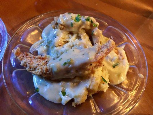 Fried Chicken and Mashed Potatoes with Green Chile Gravy