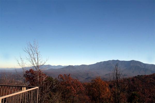 The view from Sky Hwy's hot tub! Best view! We could see downtown Gatlinburg, Mount Lecont ,Ski Resort and the tramway!