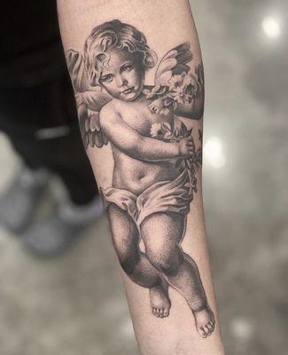 Baby Angel done by Adrian (@adtattoos)