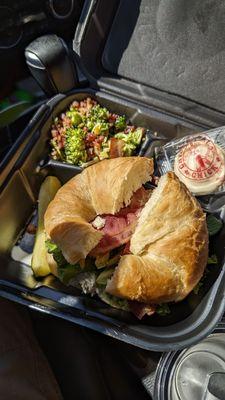 Jalapeno Chicken Salad BLT on a croissant