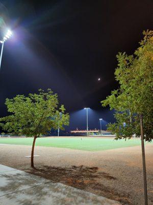 Field and moon. Great lights for night play on the summer nights