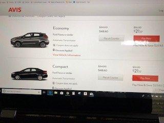 Avis rental car does not honor  internet pricing on their website