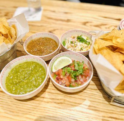 Chips and Salsa - yummy.  Corn Dip - excellent.