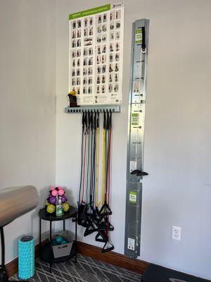 Part of the Exercise room. You have some dumbbells, resistance bands along with further equipment.