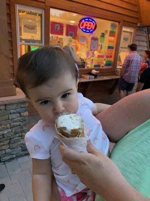 Baby V eating ice cream