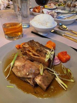 Soy Braised and Charred Short Rib with Daikon Kimchee (Even the white rice was a huge hit!)