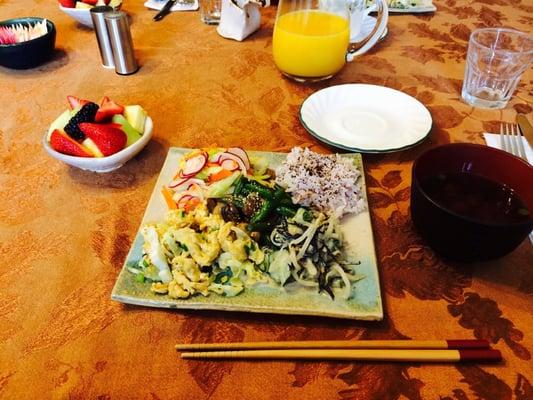 Traditional Japanese breakfast with homemade miso soup