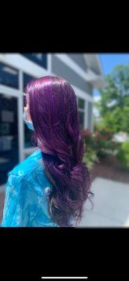 Balayage with vivid purple overlay!