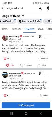 Reviews on Facebook from past clients