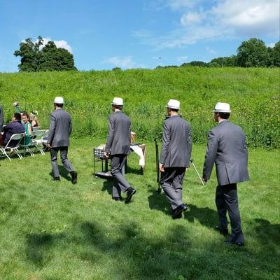 Groomsmen.  Cornfield. Banjos and lots of joy.